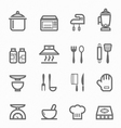 kitchen symbol line icon set vector image