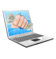 cash fist laptop concept vector image