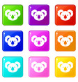 koala icons 9 set vector image