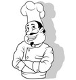 drawing of a chef in white uniform vector image vector image