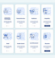 usage of biometrics light blue onboarding mobile vector image vector image