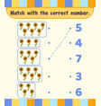 count and match numbers math worksheet template vector image