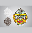hanuman-monkey-linethai-emblem-logo vector image