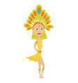 carnival dancer girl silhouette with feather vector image