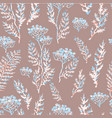 seamless pattern with herbs plants and flowers vector image