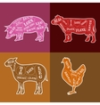 set of butcher shop labels and design elements vector image