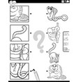 match cartoon animals and clippings task coloring vector image