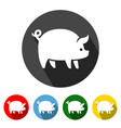 pig flat icon long shadow vector image vector image
