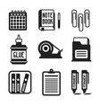 set of monochrome office icons in flat style vector image