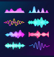 bright color sound voice waves isolated on dark vector image