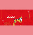 chinese new year 2022 abstract red gold tiger card vector image