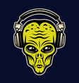 alien head in headphones colorful object vector image
