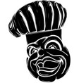 black silhouette of chef or cook emoticon cartoon vector image