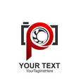 initial letter p logo template colored red camera vector image vector image