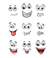 cartoon face set isolated on white background vector image