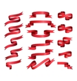 red glossy ribbon banners set vector image