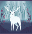 white deer in a forest colorful portrait vector image
