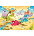 dinosaurs family with background vector image vector image