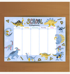 Horizontal timetable for elementary school weekly Vector Image