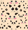 kawaii seamless pattern with cat heads vector image