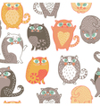 seamless pattern with cute cats vector image