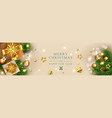 christmas poster with decorations balls gifts vector image vector image