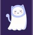 cute ghost with cat hat vector image vector image