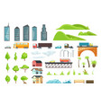flat city map elements with urban transport vector image