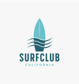 ocean surf logo design abstract wave surfing board vector image