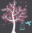 tree with birdcage vector image vector image