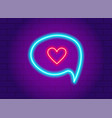 neon glowing heart in a speech bubble vector image
