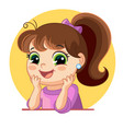 cartoon funny girl face emotion vector image