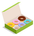isometric donuts with multicolored glaze vector image vector image