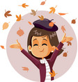 happy autumn girl cartoon vector image vector image