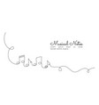 one continuous line drawing of musical notes vector image