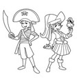 pirate kids line art vector image vector image