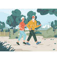 senior old couple running in city park outdoors vector image
