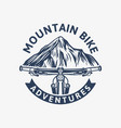 mountain bike adventures vintage logo template vector image