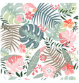 tropical botanical flower and leave seamless vector image