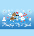 festive new year card with loving bears on a blue vector image