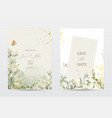 set of invitation template cards with botanical vector image