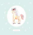 vintage with cute unicorn vector image vector image