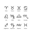 set twelve simple zodiac signs hand drawn vector image