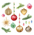 watercolor set of christmas balls fir vector image