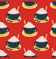 cocoa cup whipped cream flat seamless pattern vector image vector image