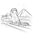 drawing pyramids and sphinx in giza egypt vector image