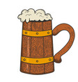 retro wooden mug beer in engraving style vector image vector image