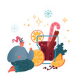 winter warming mulled wine girl character vector image