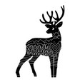 deer silhouette hand drawn concept with night vector image