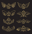 elegant angel golden flying wings on black vector image